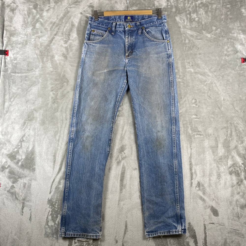 Wrangler Jeans Men 29x34 Blue 47MWZ Regular Fit Distressed Denim